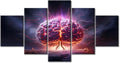 5 Pieces Brain Nervous System Canvas Wall Art for Living Room Human Brain Energy Book Poster Wall Decorations for Bedroom Bathroom Office Prints on Canvas Framed Ready to Hang, (60"Wx32"H)