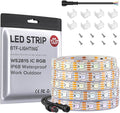 BTF-LIGHTING IP68 Waterproof Outdoor WS2815(Upgraded WS2812B) RGB LED Strip Individually Addressable 5050SMD Dual Signal DC12V 16.4ft 300Pixel Can Work Outdoor White PCB(No Adapter or Controller)