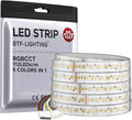 BTF-LIGHTING Highest Density RGBCCT 5 Colors in 1 LED 5050SMD RGB+ Tunable Color Temperature 2700K-6500K 16.4ft 112LEDs/m DC24V Multi-Colored IP67 14mm Width (No Adapter or Controller)