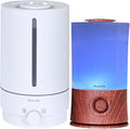 BlueHills Premium Set of Two Large 5000 ML XL and 2000 ML Essential Oil Diffusers Humidifier Combo for Large Room Home with Décor LED Lights Great Gift – Value Pack of White and Dark Wood Grain