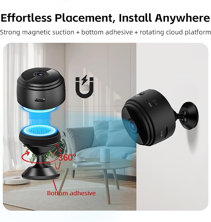 Hidden Camera Surveillance Monitor - WiFi Nanny Cam with 1080P Night Vision, Motion Detection, and Smartphone Compatibility - Indoor Spy Camera for Home/Baby/Office