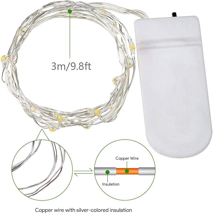 15 Pack 30 LED Micro Starry String Lights Battery Operated(Included),Fairy Waterproof Silver Wire Lights,for DIY Party Garden Wedding Table Indoor&Outdoor Decorations