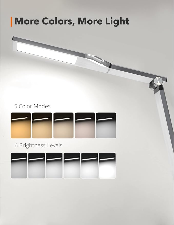 WorkPro™ LED USB Desk Lamp with Wireless Charger and Timer, 17-1/2"H, Brushed Metal/Gray