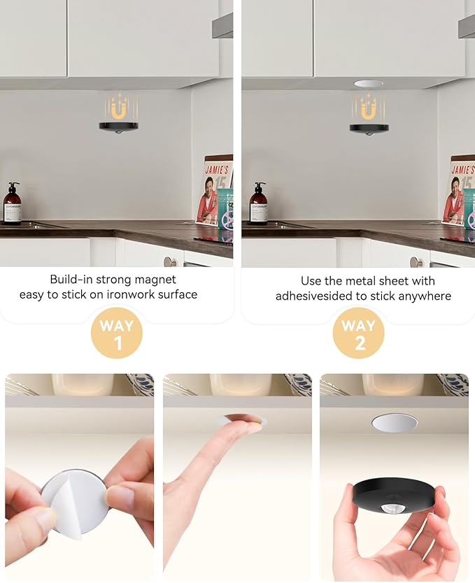 Rechargeable RGB Puck Lights with Remote Control, 1500mAh Battery Operated Push Lights, Dimmable & Timer Under Cabinet Lighting for Closet, Bedroom, Kitchen Black 12Pcs
