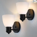 Bathroom Vanity Light Set of 2, Black Wall Lights for Living Room, Farmhouse Wall Sconces Lighting Fixtures with Frosted Glass,Wall Mounted Lamp for Bedroom Mirror Hallway Kitchen