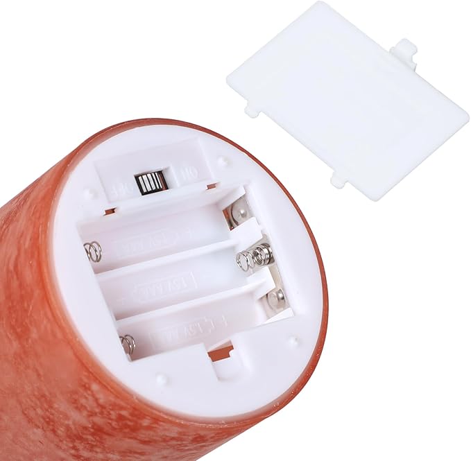 Flickering Flameless Candles - Sandblast Glass Battery Operated with Remote and 2/4/6/8 H Timer, Set of 3 LED Pillar Candles (D3"xH 4"5"6")with Realistic Wax Candles for Home Decor (Sandblast Orange)