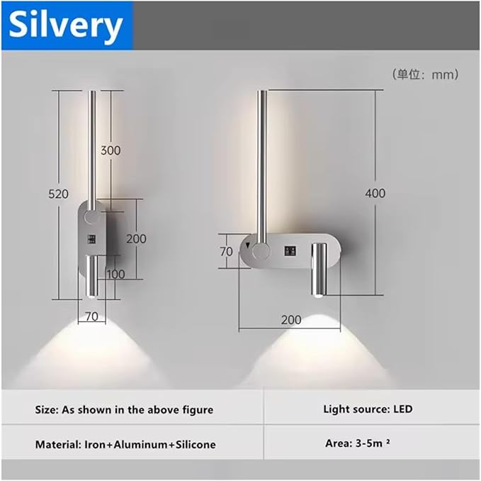 Modern Minimalist Light Luxury LED Wall Lamp Bedroom Bedside Living Room Background Decoration Study Rotating Spotlight,Practical Lighting fixtures