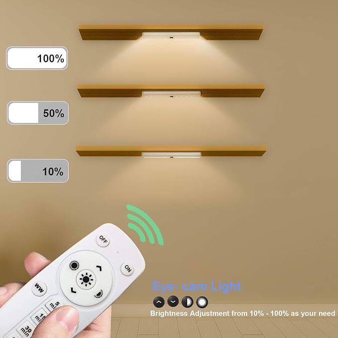 LDOPTO Battery Operated Lights Wireless Under Cabinet LED Closet Lighting Under-Counter Light fixtures Without Wiring with Remote/Touch Control for Kitchen Shelf Hallway Stairs, 3 Colors 3 Pack