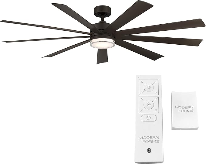 Wynd XL Smart Indoor and Outdoor 9-Blade Ceiling Fan 72in Bronze with 2700K LED Light Kit and Remote Control worksworks with Alexa and iOS or Android App