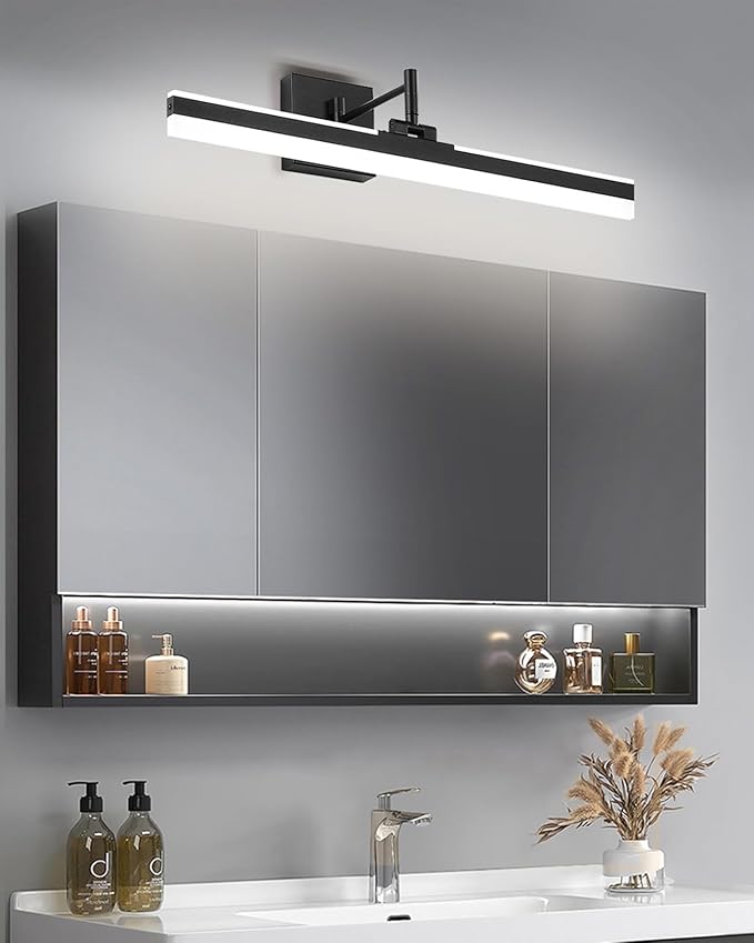 Modern Black Vanity Light Adjustable LED Bathroom Light Fixture Over Mirror Rotatable Vanity Lighting (Black, 23.6IN 4000K Dimmable)