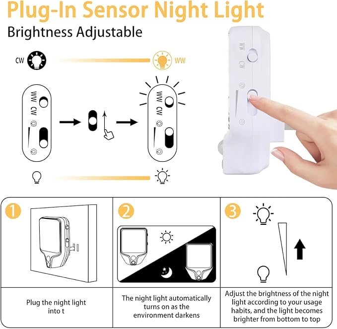 Birds Watercolor Night Lights Plug into Wall, 1.5W Plug in LED Dimmable Motion Sensing Nightlight Auto Dusk to Dawn Sensor for Kids Adults Bedroom, Bathroom, Hallway Warm White