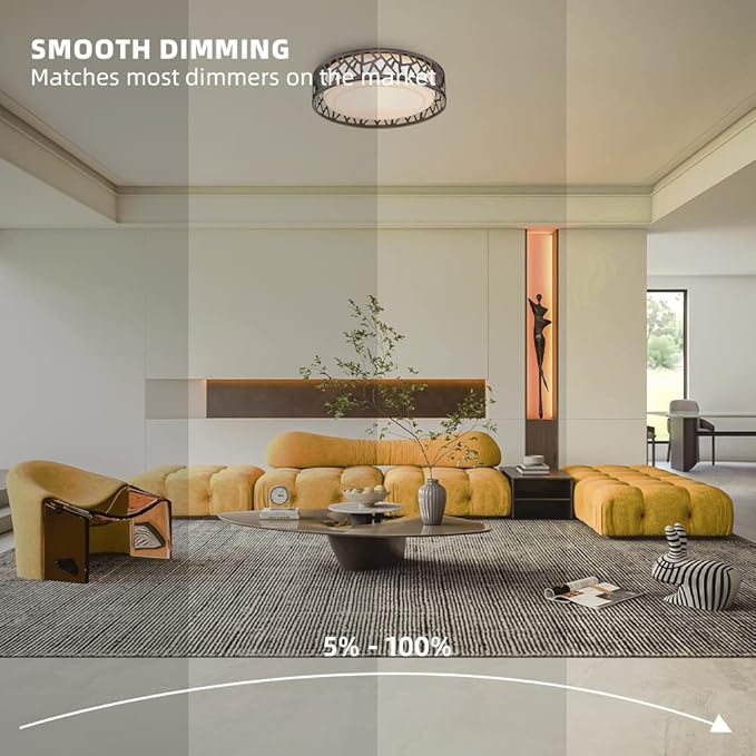Flush Mount Ceiling Light, 12 inch 15W LED Dimmable Lighting Fixture, 3000K Warm White, Oil Rubbed Bronze Fihished, ETL Listed for Kitchen, Hallway, Bedrooms (Metal Body and Acrylic Shade)
