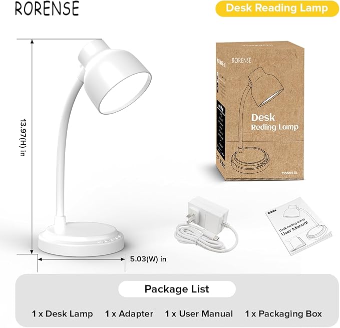 LED Desk Lamp With 96 LEDs,High lumens Table lamp,Desk Lamp for Office Home,4 Brightness Dimmable Flexible Table Lamp,Reading Light with a Timer Function for Bedside, Office, and Study Desk Use(White)