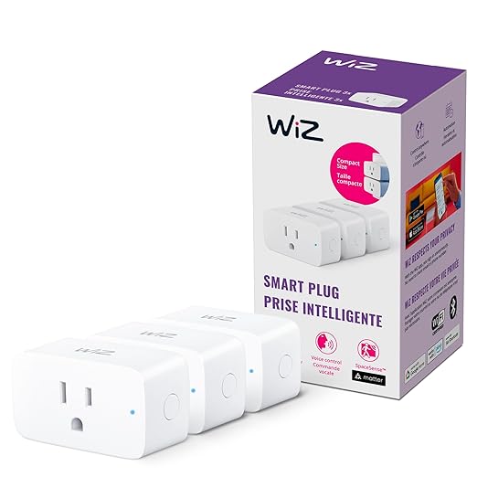 WiZ Connected Smart Plug- Sunset to Sunrise Automation + Motion Detection + Control with Voice or App, Works with Alexa, Google Home, and HomeKit - WiFi Wall Outlet - 3 Pack