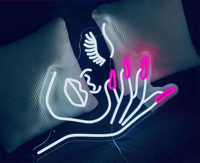 Girl Face Lip Led Neon Sign Light Signs for Wall Decor Bedroom Living Room Neon Light Up Signs for libraire Pub Bar Accessories Decorations Aesthetic Birthday Neon Sign Gifts