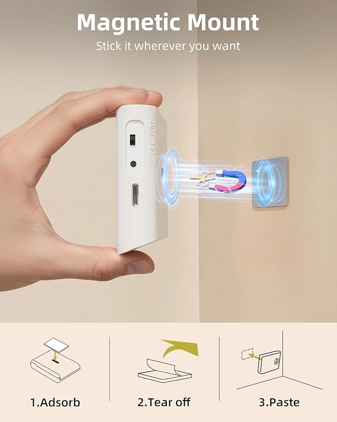 EZVALO 3 Pack Motion Sensor Night Lights, Sync LED Stair Lights Indoor, 1500mAh Rechargeable, Magnetic & Dimmable, 3000K Soft White, Portable Nightlight for Hallway, Stairs, Bathroom, Bedroom