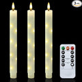 uuffoo 3 Pack Flameless Taper Candles with Remote Timer, Flickering Taper Candles Battery Operated Real Wax LED Fake Candles for Indoor Outdoor Home Wedding Fireplace Decor (Ivory, 0.9 X 9.6 Inch)