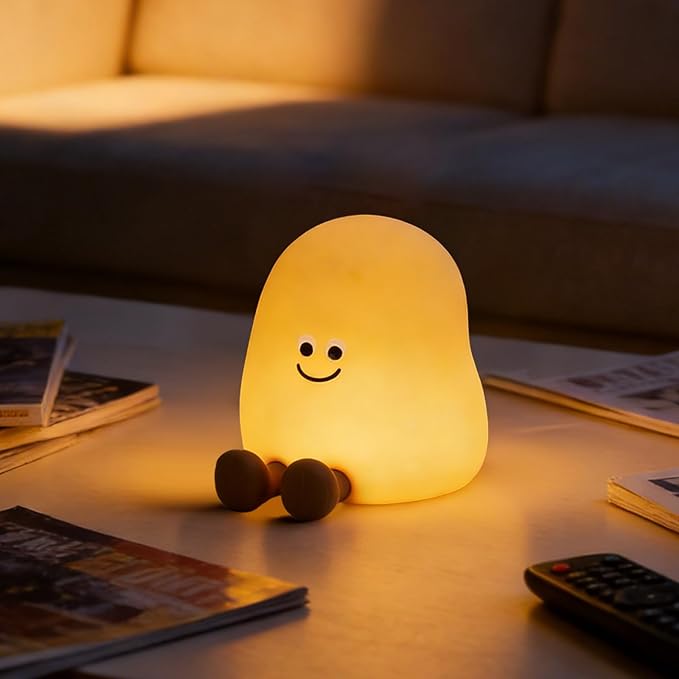 Potato Night Light for Kids, 7 Color Changing Soft Silicone Night Light, Touch Dimmable Lamp with 3 Brightness, Rechargeable Bedside Lamp with Timer, Cute Desk Decor Gift for Toddler Boy Girl