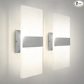 ASD 14 Inch Indoor LED Wall Sconce - 24W 2700K-5000K Dimmable Brushed Nickel Wall Sconce Lights for Living Room, Bedroom, Bathroom, Hallway - Modern Wall Sconces Hardwired, ETL Interior Light Set of 2