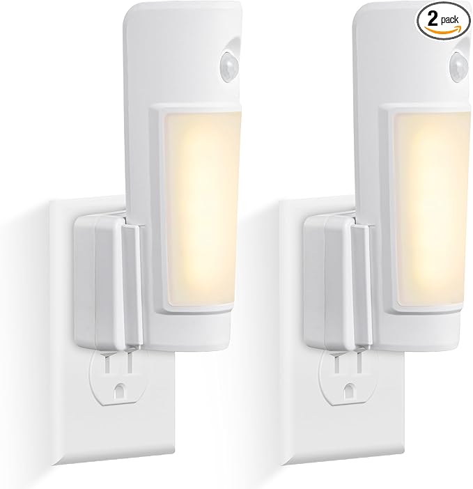 Enhon 2 Pack 4 in 1 Emergency Lights for Home Power Failure, Rechargeable LED Flashlight Plug in Wall, Automatic Turn On Power Outage Night Light with Motion Sensor for Hurricane Preparedness Items