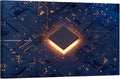 CPU Card Canvas Wall Paintings Office Decor Circuit Board Wall Decor CPU Concept Wall Art for Living Room Computer Chip Home Decor Wooden Framed Gallery-Wrapped Ready to Hang 24x36 INCH