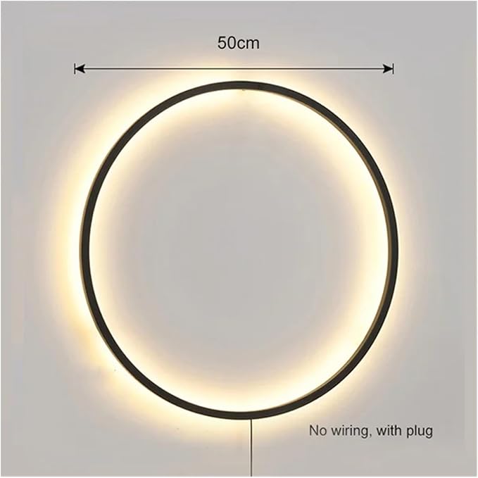 Wiring-Free Living Room Sofa Background Wall Decoration - Minimalist Bedroom lamp Ring Art Atmosphere Wall Light,Kitchen Island (Warm 50cm B)