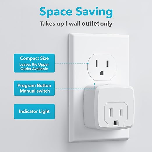 HBN Remote Control Outlet with 100FT RF Signal, Wireless On Off Switch Plug for Household Appliances, Battery Included, 15A/1875W(3 Outlets + 1 Remote)