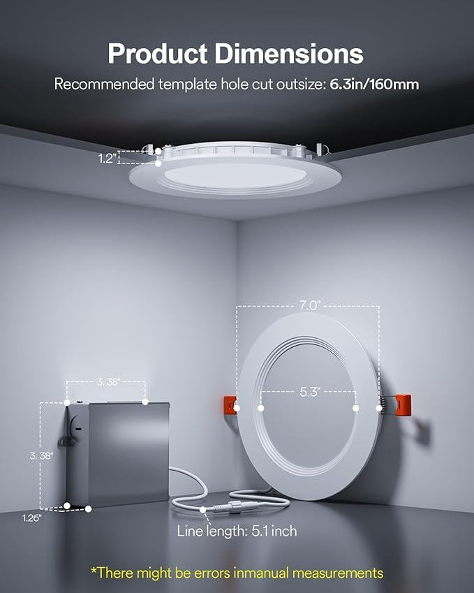 Lumary Smart WiFi LED Recessed Lighting 6 Inch with Remote, RGBWW Canless Ceiling Lights with Anti-Glare Metal Trim & J-Box, Compatible with Alexa/Google, 13W 1000Lm, 4Pack