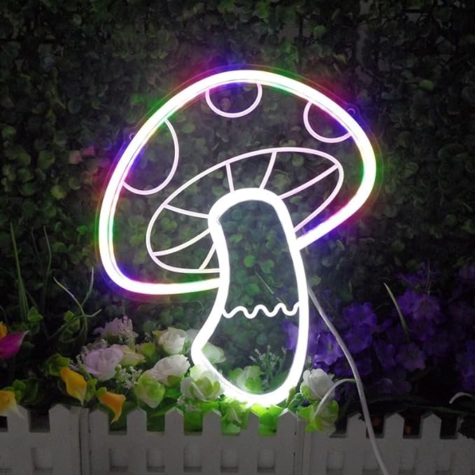 Mushroom LED Neon Sign for Wall Decor USB Adjustable Brightness Living Room Bars Barbers Pub Wedding Party Salon Club Gatherings Gaming Room Man Cave Halloween Christmas Birthday Art Wall Decor