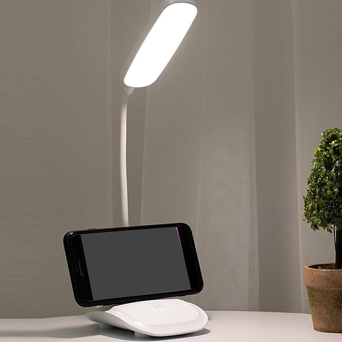 LED Desk Lamp, Touch Control Three Level Color Temperature USB Charging Table Lamp Reading Light for Dorm Study Office (White)