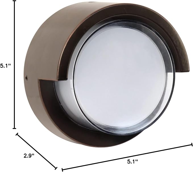 Feit Electric Outdoor LED Wall Sconce, Round Wall Mount Light Fixture, Dusk-to-Dawn, 5000K Daylight, Hardwired, Bronze Finish, Polycarbonate Lens, 50,000-Hour Lifetime, S5RWM/850/DD/BZ