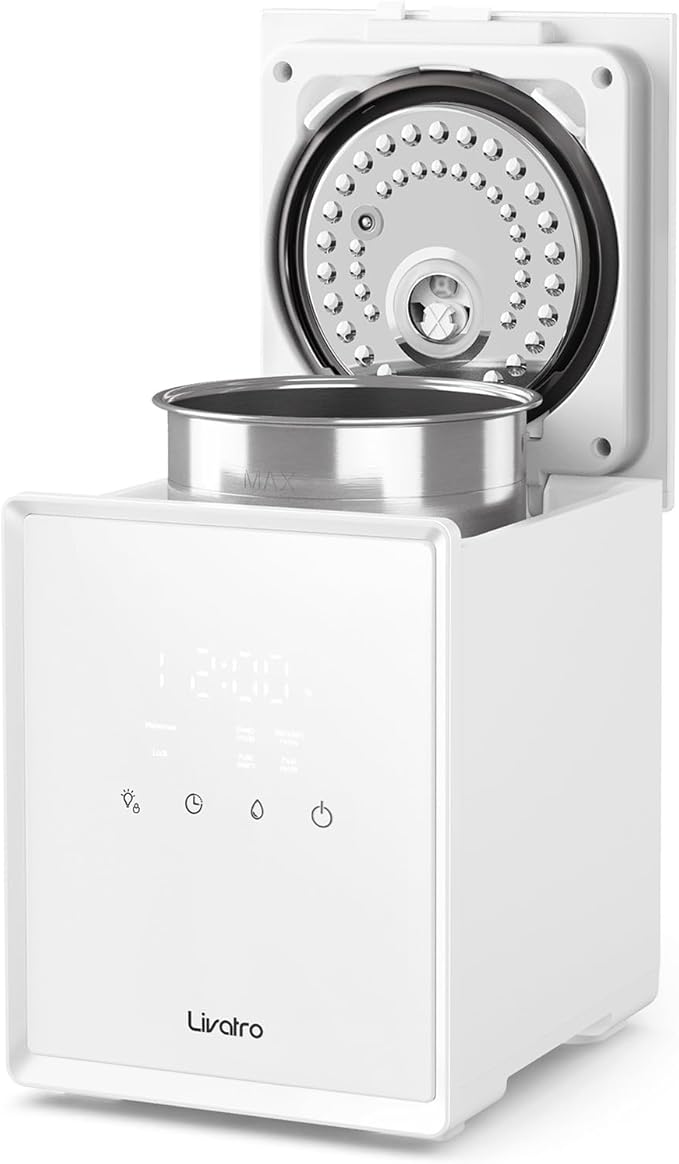 Stainless Steel Humidifier, 3L Warm Mist Humidifier, Easy Clean with Warm Steam Humidifier, Healthy Air Mist Humidifiers for Bedroom Living Room, with Sleep Mode and Auto-off Setting