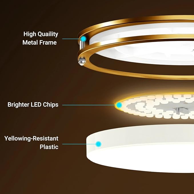 libtit 10Inch Flush Mount Ceiling Lights, 18W Dimmable LED Ceiling Light 3000K-6500K Adjustable, Round Slim Gold Light Fixture for Closet Pantry Hallway Kitchen Bathroom-1 Pack