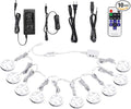 AIBOO Linkable Under Cabinet LED Lighting 12V Dimmable Puck Lights with Wireless RF Remote Control, Hardwired & Wall Plug in for Display Lighting(10 Lights, Daylight White)