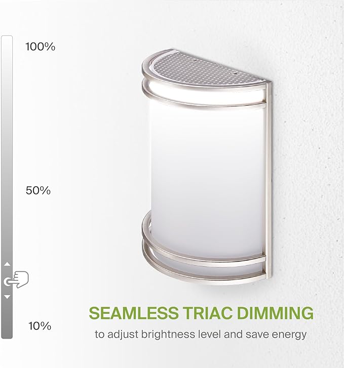 ASD LED Indoor Wall Mount Light Fixture - 10 Inch 15W Modern Interior Brushed Nickel Dimmable Wall Sconce Light - ETL 3000K 4000K 5000K Adjustable - Hallway, Bedroom LED Wall Lights, 4 Pack
