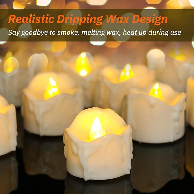 PChero Tea Lights Candles with Timer, 12 Packs Flickering Flameless LED Tealights Battery Operated Electric Votive Candles for Christmas Decorations Fall Indoor Home Decor