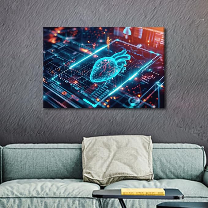 TUMOVO Modern Technology Canvas Wall Art Large Digital Wall Decor for Living Room Home Decor Decorations Computer Screen Picture Wall Decor for Bedroom Poster and Prints 16" Wx24 Hx1 Panel