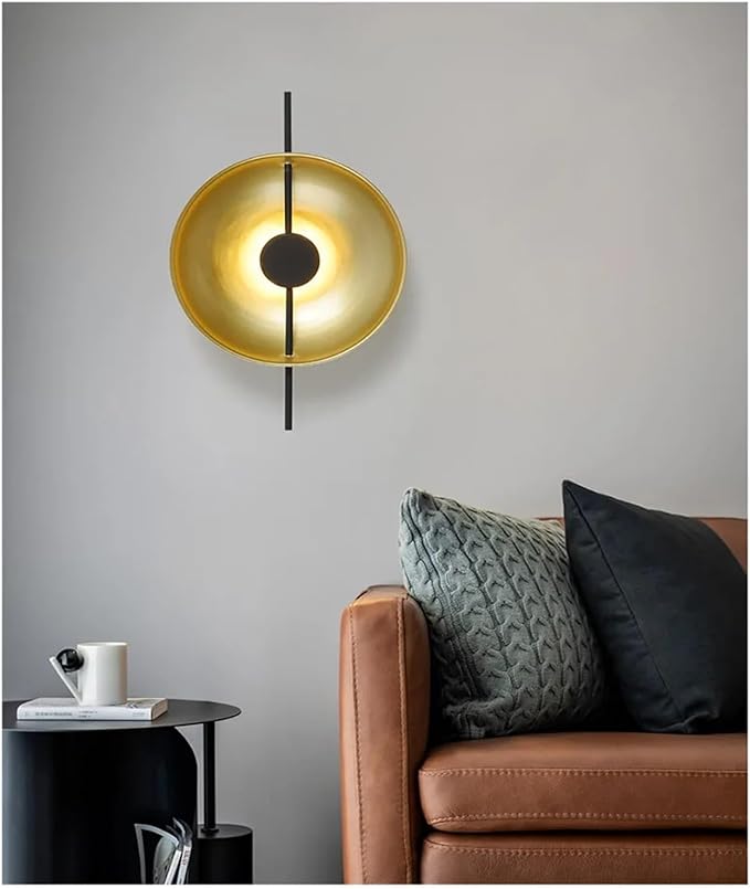 Modern Minimalist Living Room Background Round Creative Bedroom Bedside Designer Villa Hotel Led Lighting,Elegant (Gold)