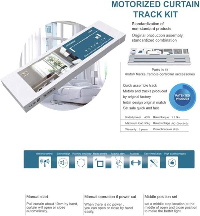 OlideSmart DIY WiFi Smart Automatic Curtain Motor Track System, Automatic Curtain Motor, Blinds Tracks, Length can be Customized (White, 6.2m)