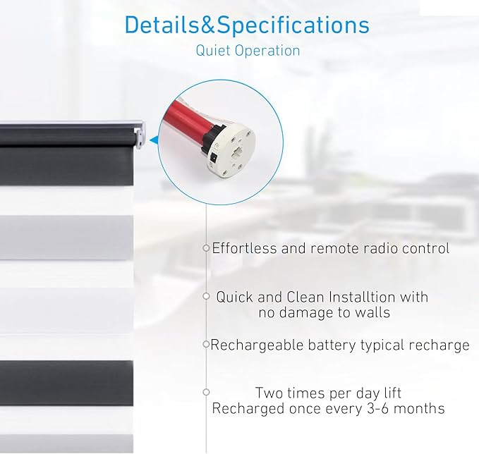 Rollerhouse Roller Shade Motor Motorized Systems for Interior Shades Motors Radio, Wireless, Quiet, Compatible with 1 inch Shade Tube