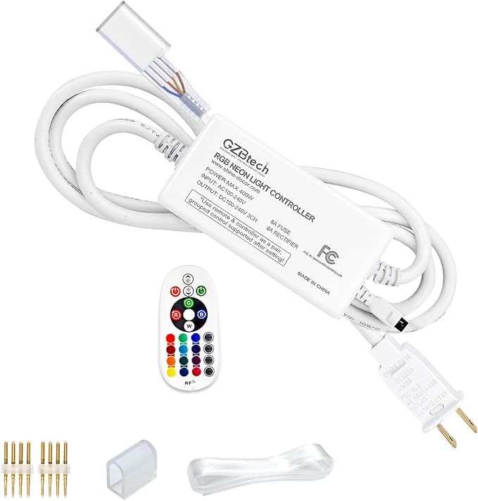 GZBtech RGB Neon Controller Kit with Remote & Power Supply, Only Vivid RGB Neon Rope Lights