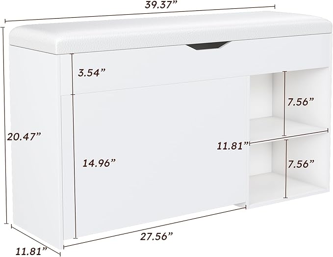 Entryway Bench with Shoe Storage,Adjustable 3-Tier Flip-Up Drawers & Hidden Cabinet,Space-Saving Shoe Organizer,Triple Storage and Modern Design for Hallway and Living Room
