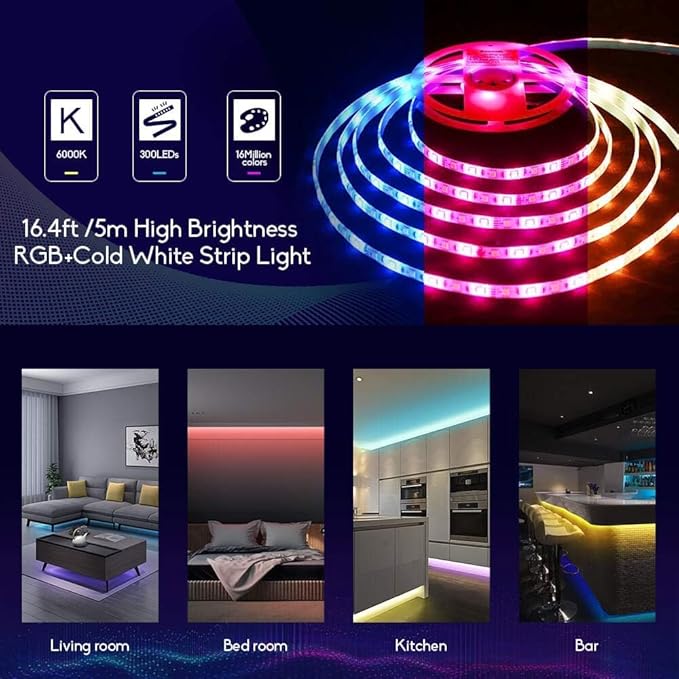 GIDEALED Smart WiFi RGBW LED Strip Lights Kit Compatible with Alexa and Google Assistant,RGBW LED Controller with 24 Keys RF Romote & APP Control, and Power Supply 12V, No ZigBee Hub Required