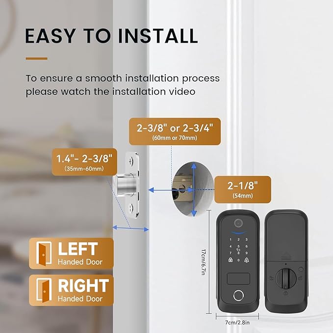 5 in 1 Smart Lock for Front Door, Keyless Entry Deadbolt with Camera & Doorbell, WiFi Secure Electronic Lock for Home, Fingerprint, Keypad, App Control, Voice Changer, Compatible with Alexa