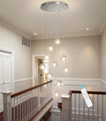 Glam Chandelier with LED Dimmable Bulbs Bubble Crystal Balls Glam Chandeliers High Ceiling Pendants Light Fixtures Adjustable Long Lights Brushed Nickel