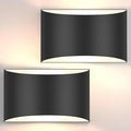 FOLKSMATE Modern LED Wall Sconces Set of 2, 3000K Warm White Up and Down Mount Light, Matte Black Large Interior Wall Lights Hardwired Lamp for Indoor Living Room Bedroom Hallway Basement Stairway