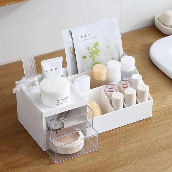 Granvela Multi-Functional Desk Organizer | Bedside Storage Box with Drawers for Home, Office, and School | Makeup Display and Storage Box- Size: Small (9.5 x 4.7 x 3.5 inches)