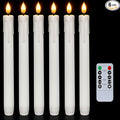 Homemory 6 Pcs Flameless Taper Candles with Remote, Timer, Dimmer, 9.6 Inches Plastic White Led CandleSticks with Flickering Light, Battery Operated Window Candles for Halloween Christmas Decoration
