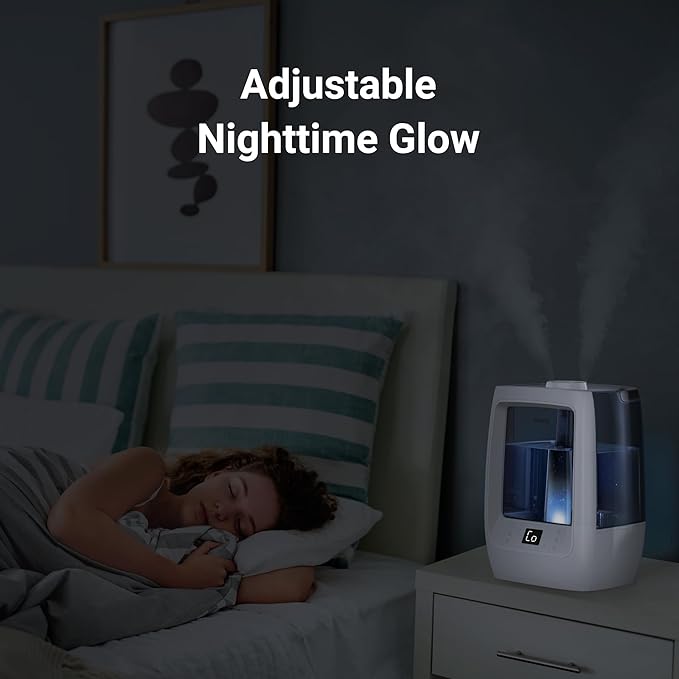 Winix L201 Large Room 2-Gallon Ultrasonic Humidifier - Warm & Cool Mist, 120-Hour Runtime, Adjustable Humidistat, Dual 360° Mist + Demineralization Capsules and Aromatherapy Pads Included