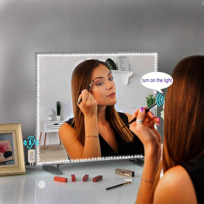 13ft/4M Led Vanity Mirror Lights Kit - Bendable, No Cut Required - Adjustable Strip Light Table Set with Dimmer and Power Supply